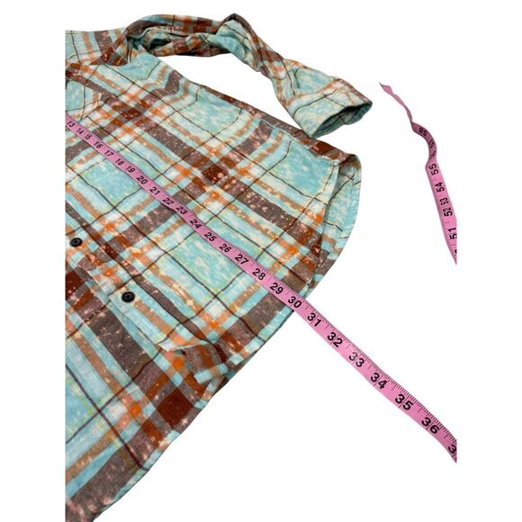 Angry Minnow Flannel Shirt Mens Large Blue Acid Splatter Wild Child Gypsy READ - Picture 7 of 7